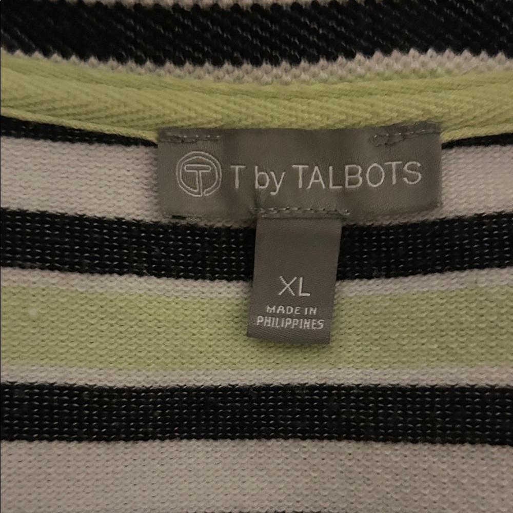 Talbots Striped Quarter-Zip Pullover. Size XL - Picture 5 of 5